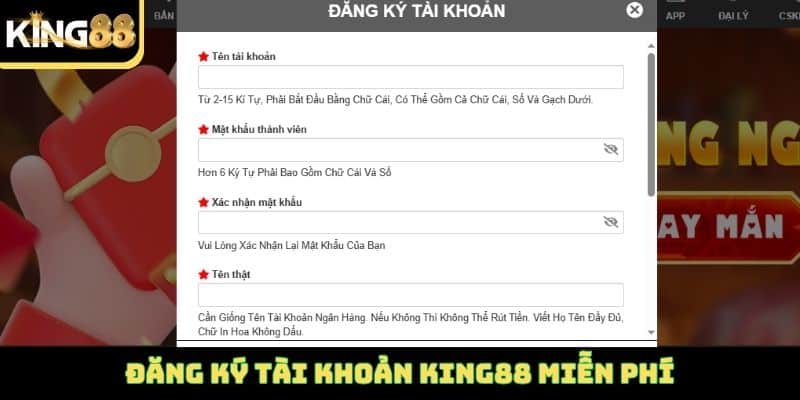 Đăng ký tài khoản King88 miễn phí