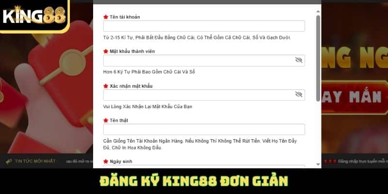 Đăng ký King88 đơn giản